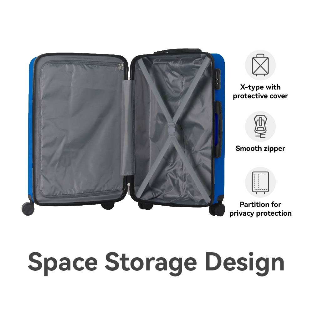 Luggage Sets ABS Hardshell 3pcs Luggage, Lightweight Durable Suitcase Sets Spinner Wheels Suitcase 20''24''28'' (BLUE)_voghion.com